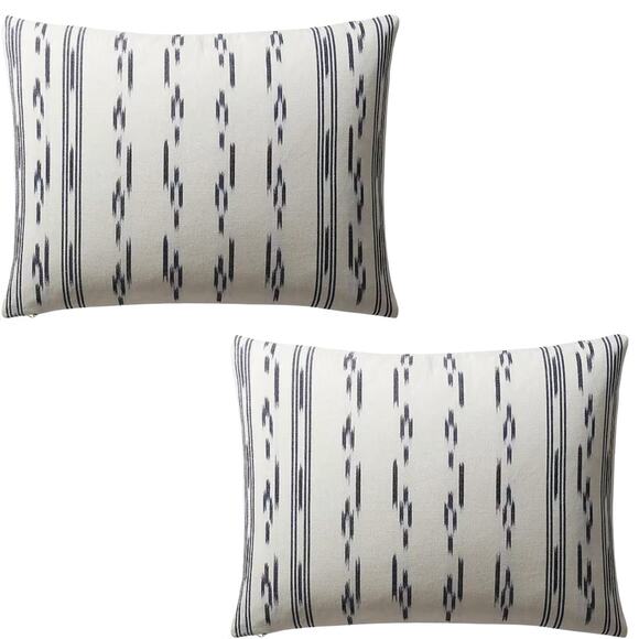 Ralph Lauren River Deocrative Throw Pillow Blue Ikat Feather Down Filled 15 X 20 - Picture 1 of 7